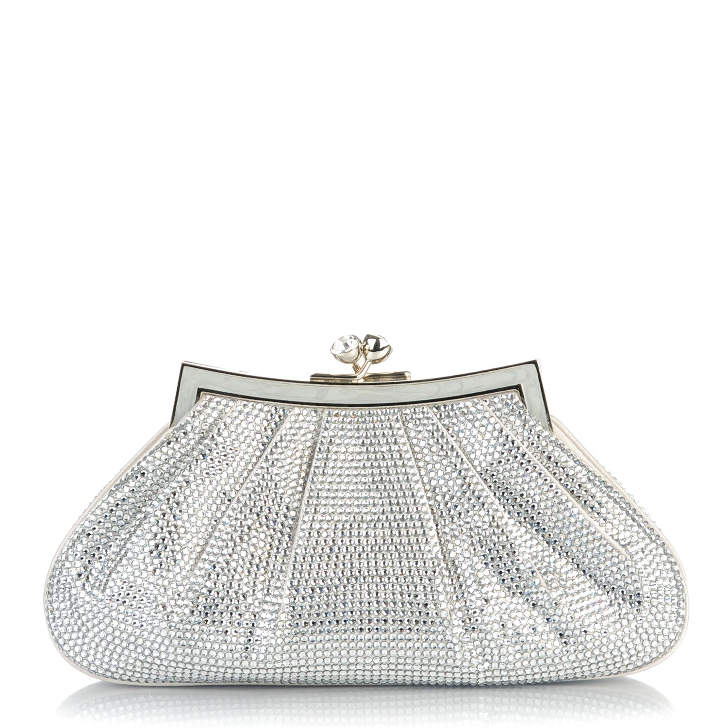 Judith Leiber Swarovski Crystal Kisslock Clutch Silver 1 of 7