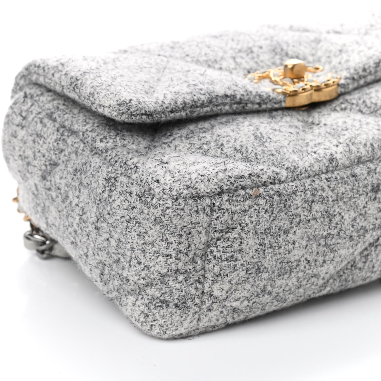 Chanel Tweed Quilted Medium Chanel 19 Flap Grey Ecru 8 of 10