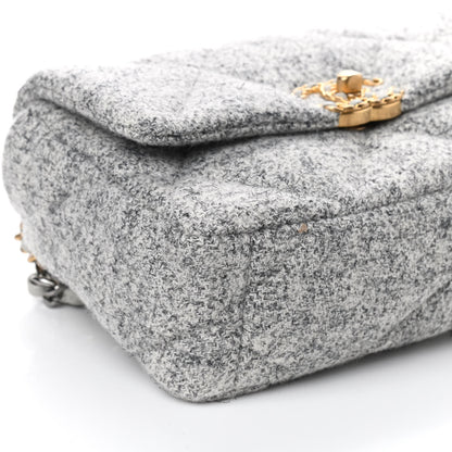 Chanel Tweed Quilted Medium Chanel 19 Flap Grey Ecru 8 of 10