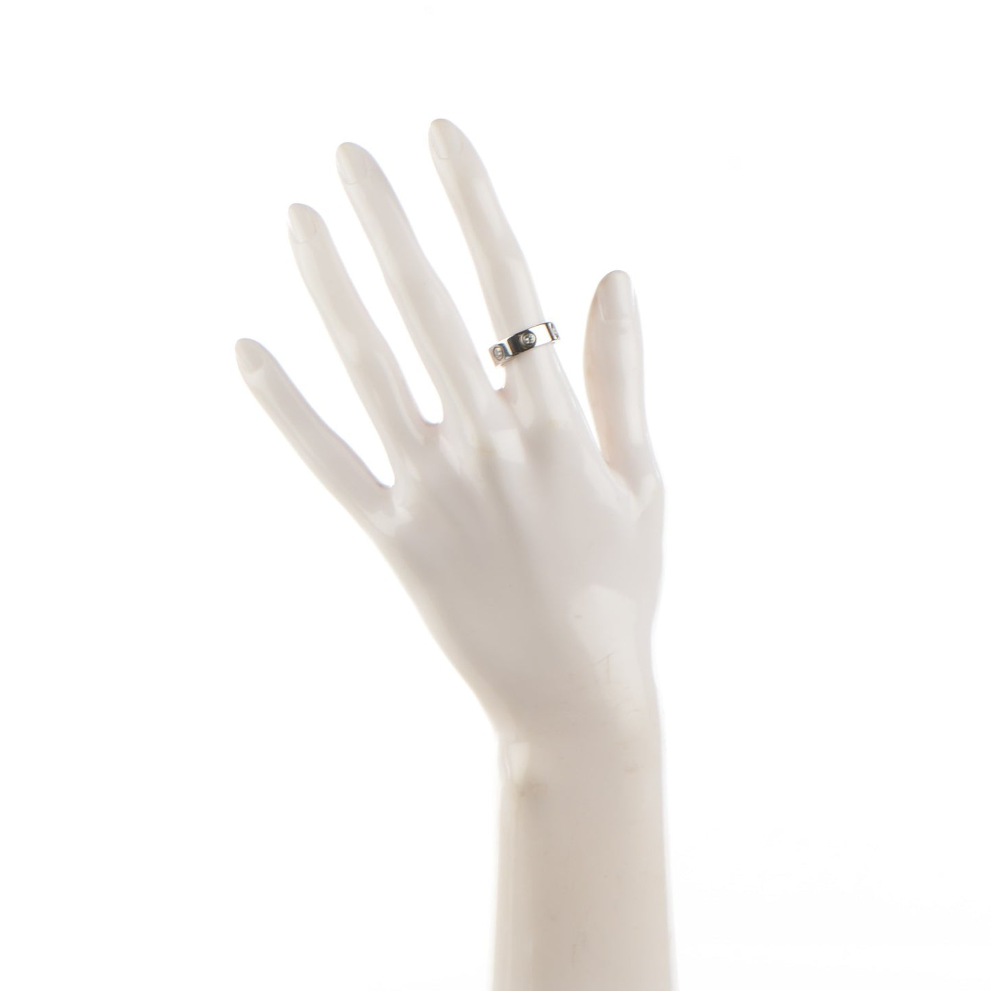 18K White Gold 6 Diamond 5.5mm LOVE Ring 50 5.25