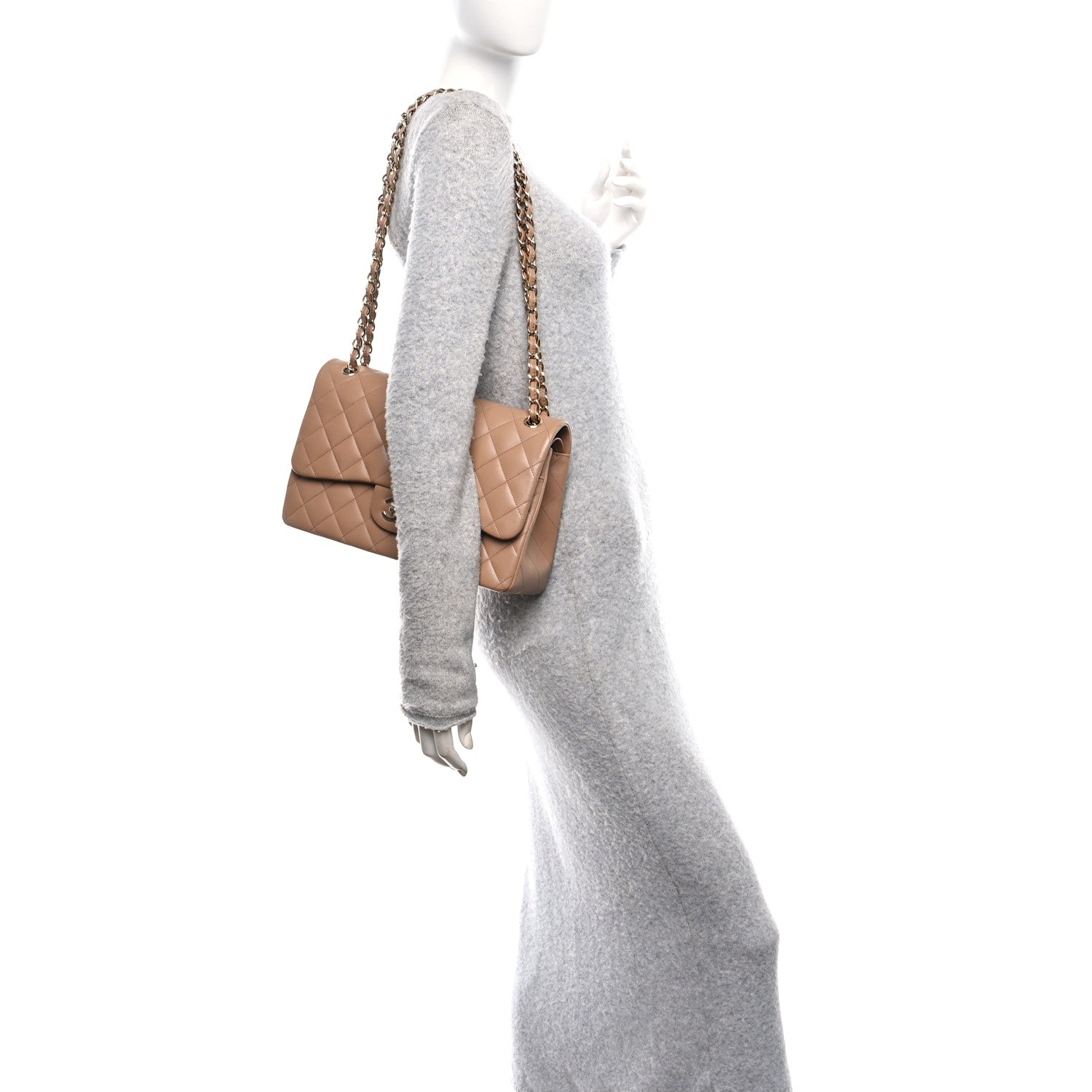 Chanel Lambskin Quilted Jumbo Double Flap Dark Beige 2 of 10