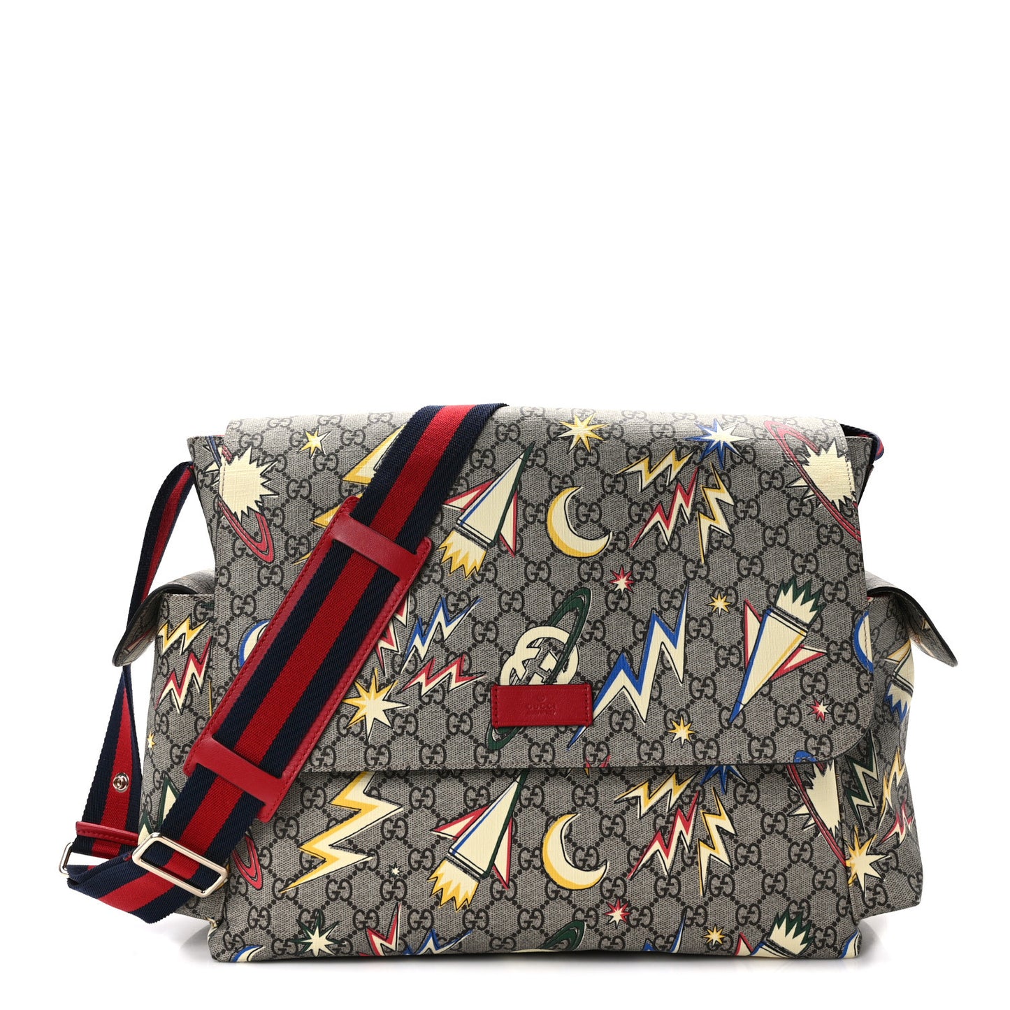 GG Supreme Monogram Space Diaper Bag Red