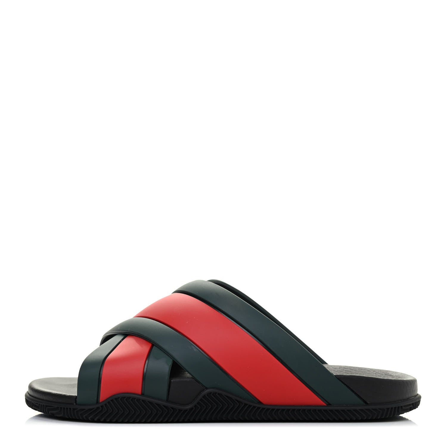 Gucci Rubber Web Womens Criss Cross Slide Sandals 39 Green Red 1 of 4