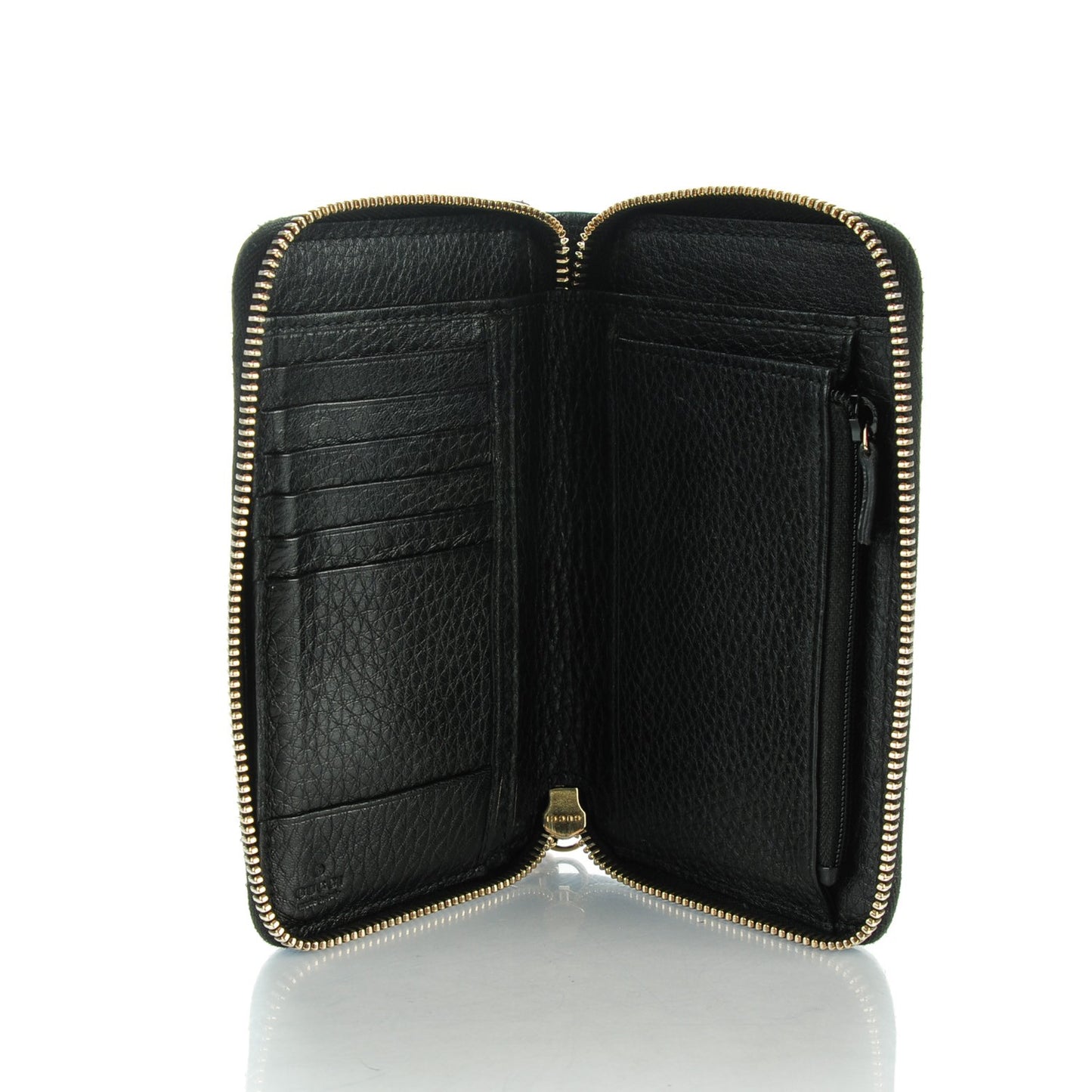 Pebbled Calfskin Medium Soho Zip Around Wallet Black
