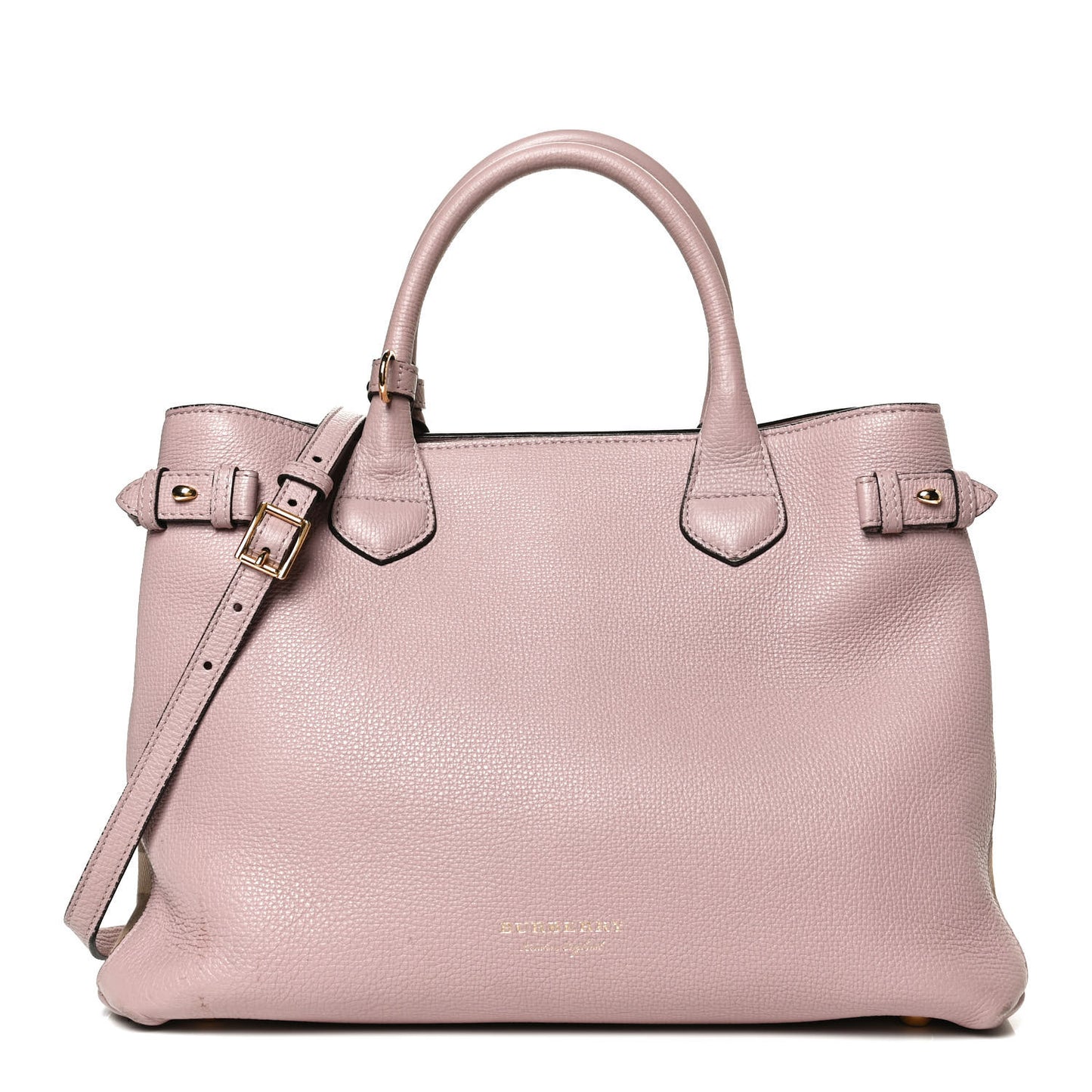Grainy Calfskin House Check Medium Banner Tote Pale Orchid