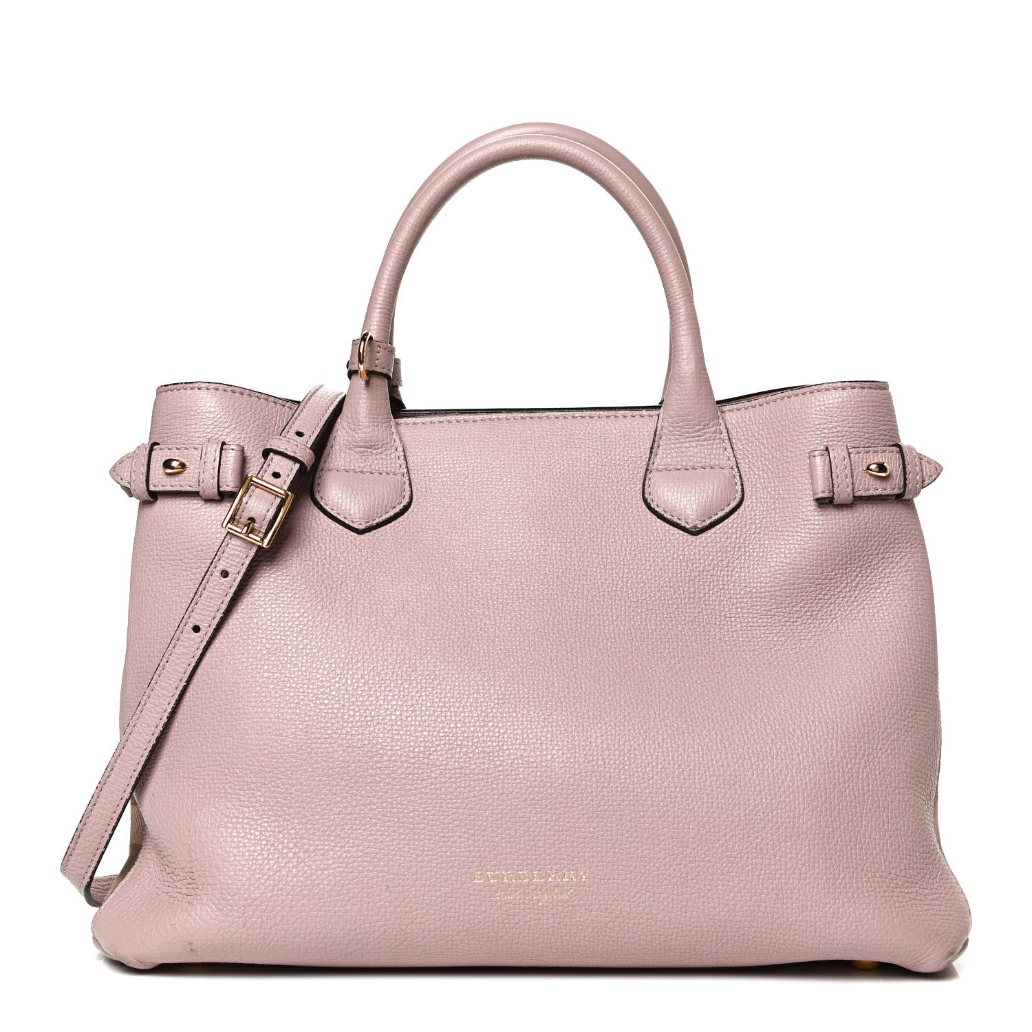 Burberry Grainy Calfskin House Check Medium Banner Tote Pale Orchid 1 of 14
