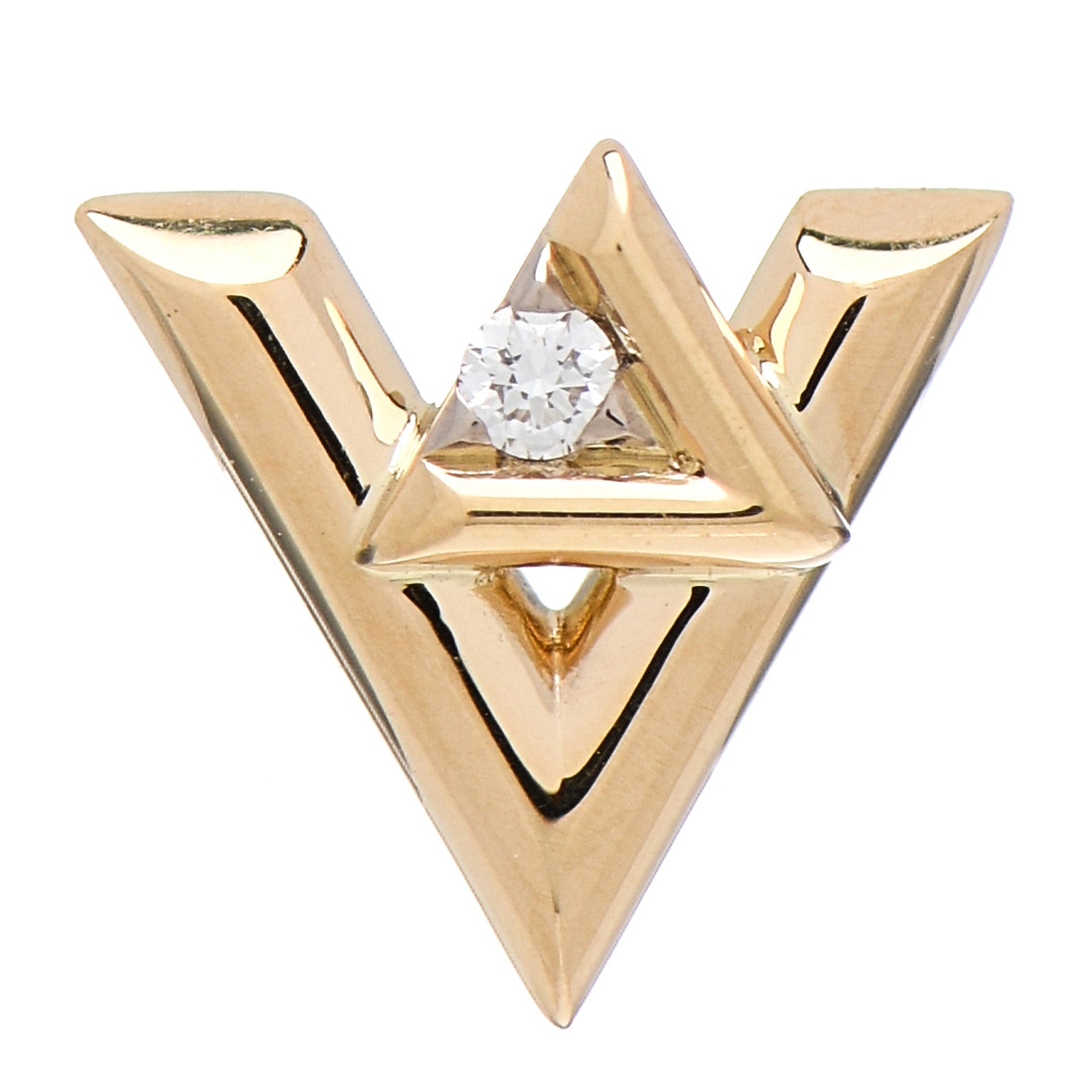 Louis Vuitton 18K Yellow Gold Diamond LV Volt Single Stud Earring 1 of 5