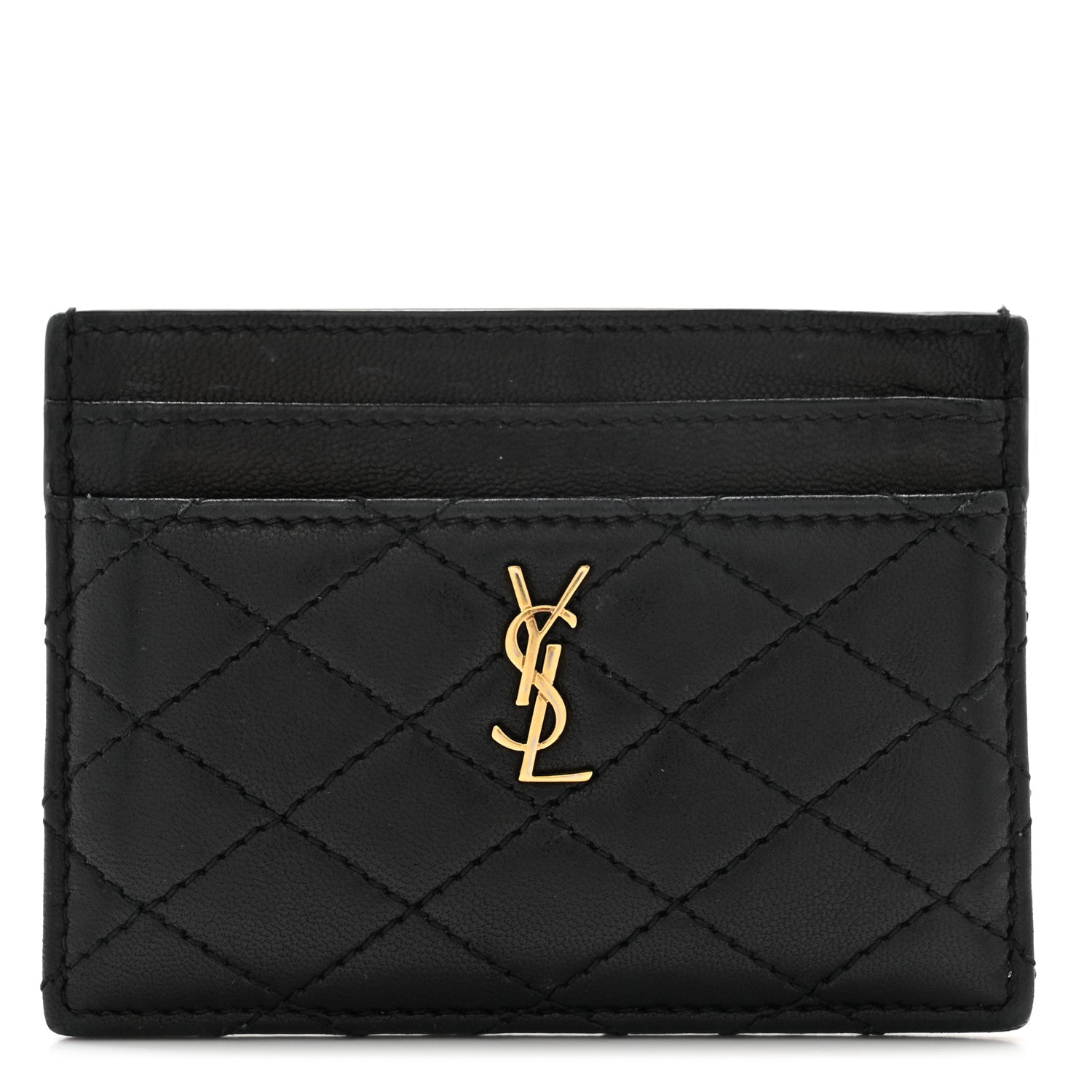 Saint Laurent Lambskin Quilted Gaby Credit Card Case Black 1 of 11