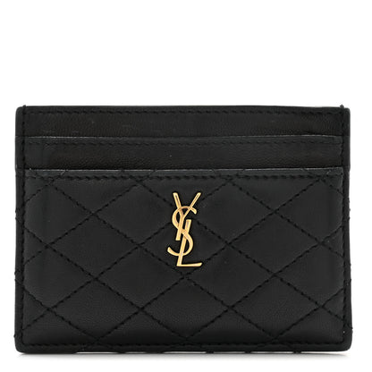 Saint Laurent Lambskin Quilted Gaby Credit Card Case Black 1 of 11
