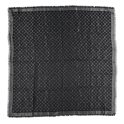Louis Vuitton Silk Lurex Wool Monogram Shine Shawl Black 1 of 4