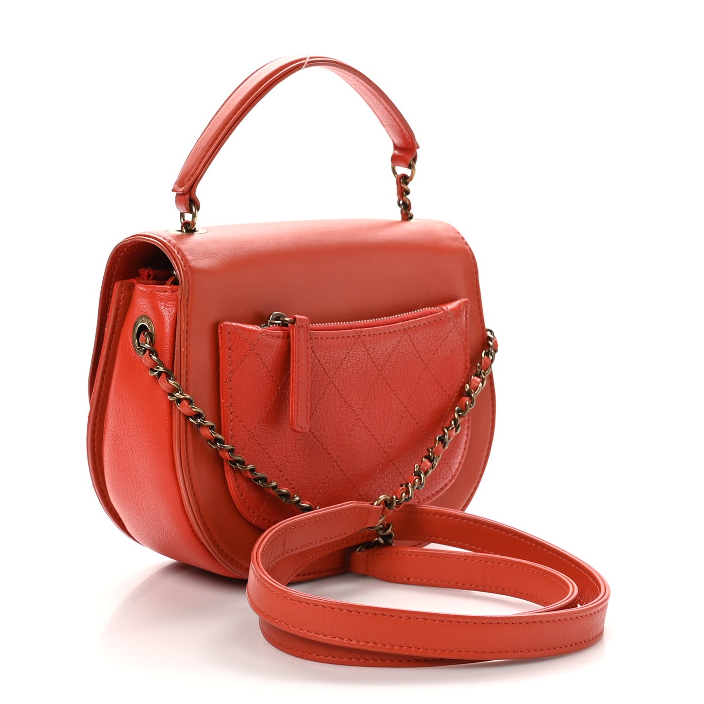 Shiny Calfskin Goatskin Quilted Small Coco Curve Messenger Flap Red