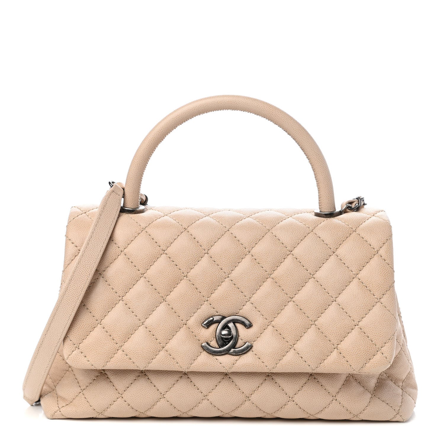 Chanel Caviar Quilted Small Coco Handle Flap Light Beige 1 of 10