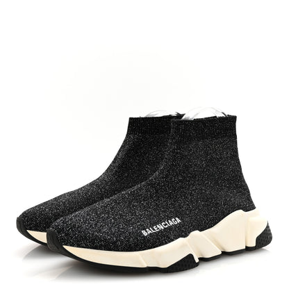 Balenciaga Laminated Knit Bi-Color Sole Womens Speed Sneakers 37 White Black 4 of 10