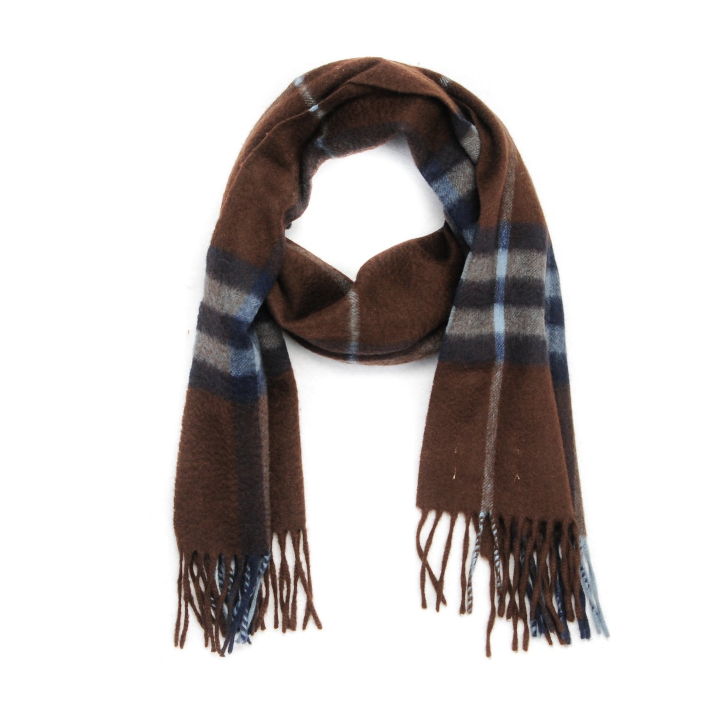 Cashmere Giant Heritage Check Fringe Scarf Brown