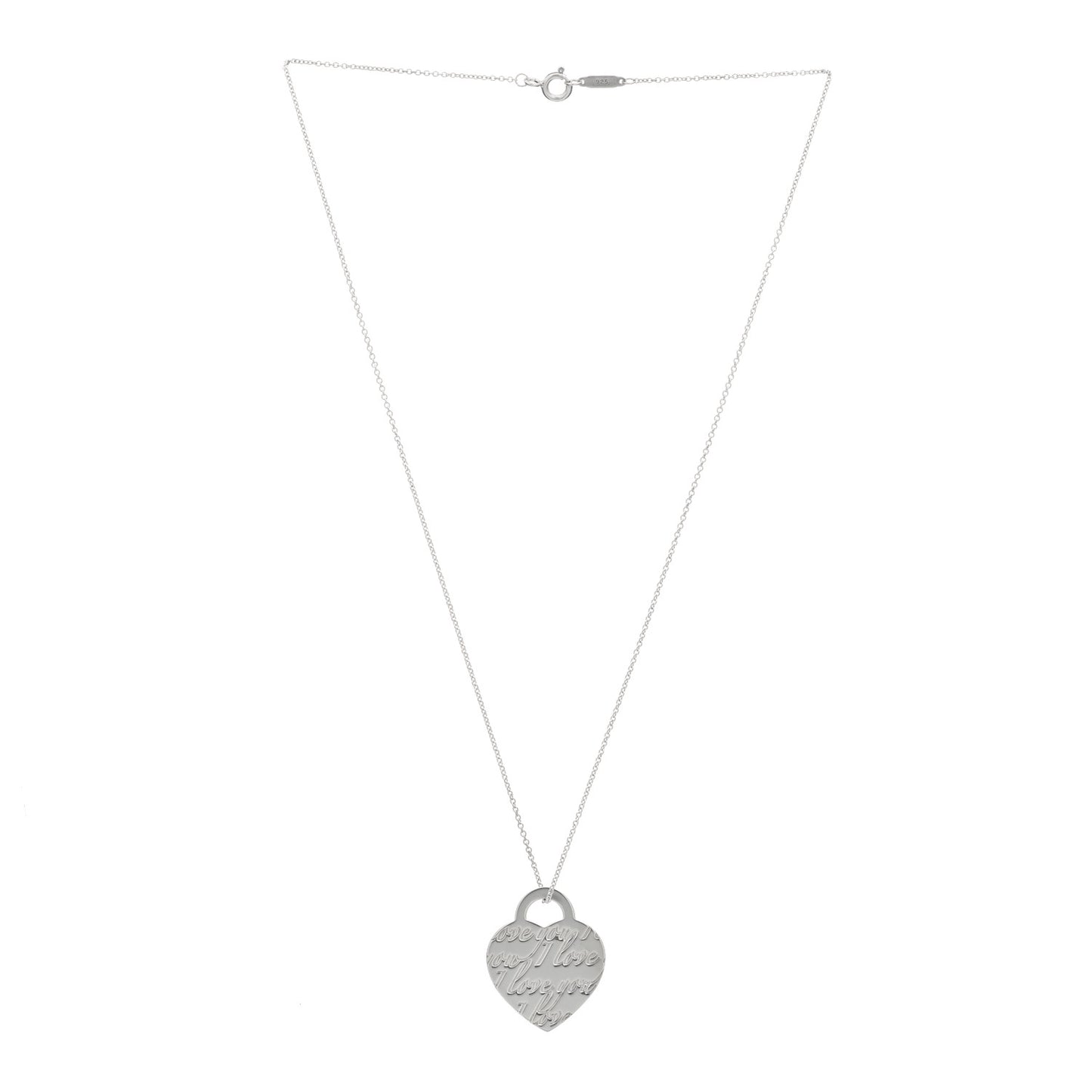 Sterling Silver Notes I Love You Heart Pendant Necklace