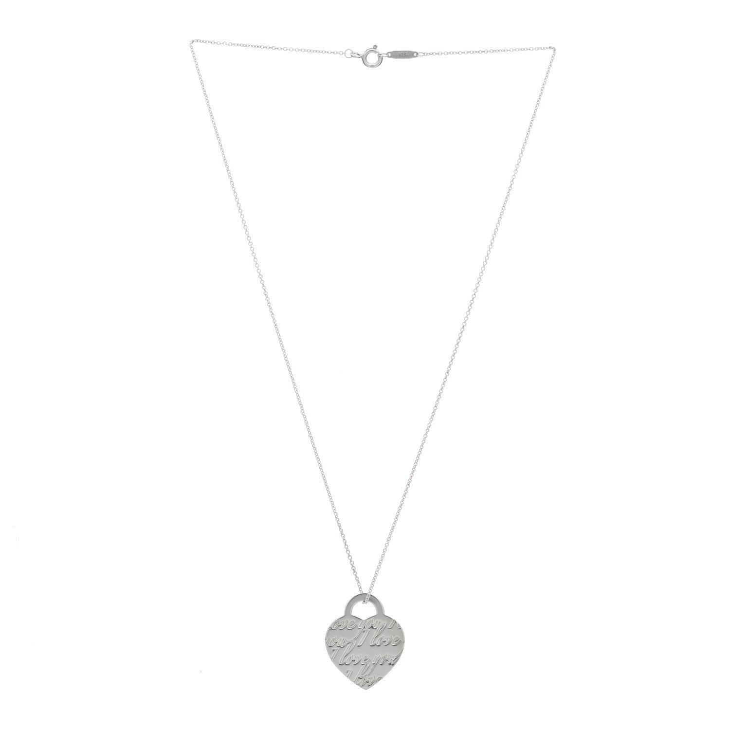 Tiffany Sterling Silver Notes I Love You Heart Pendant Necklace 3 of 5