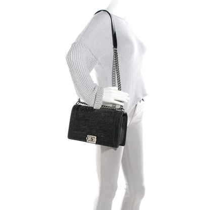 Chanel Denim Quilted New Medium Boy Flap Black 2 of 9