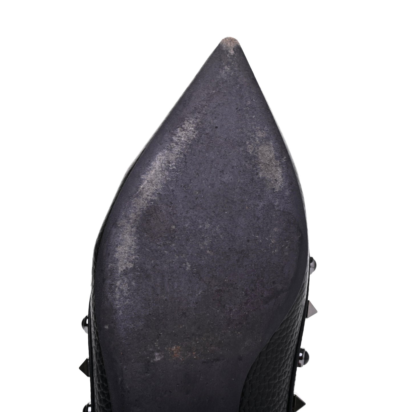 Pebbled Calfskin Onyx Rockstud Rolling Cage Ballerina Flats 38 Black