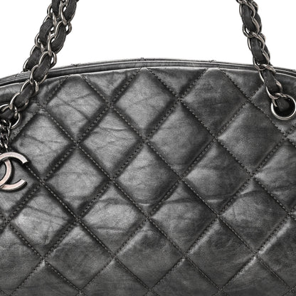 Chanel Aged Calfskin Quilted Medium Just Mademoiselle Bowling Bag Grey 9 of 11