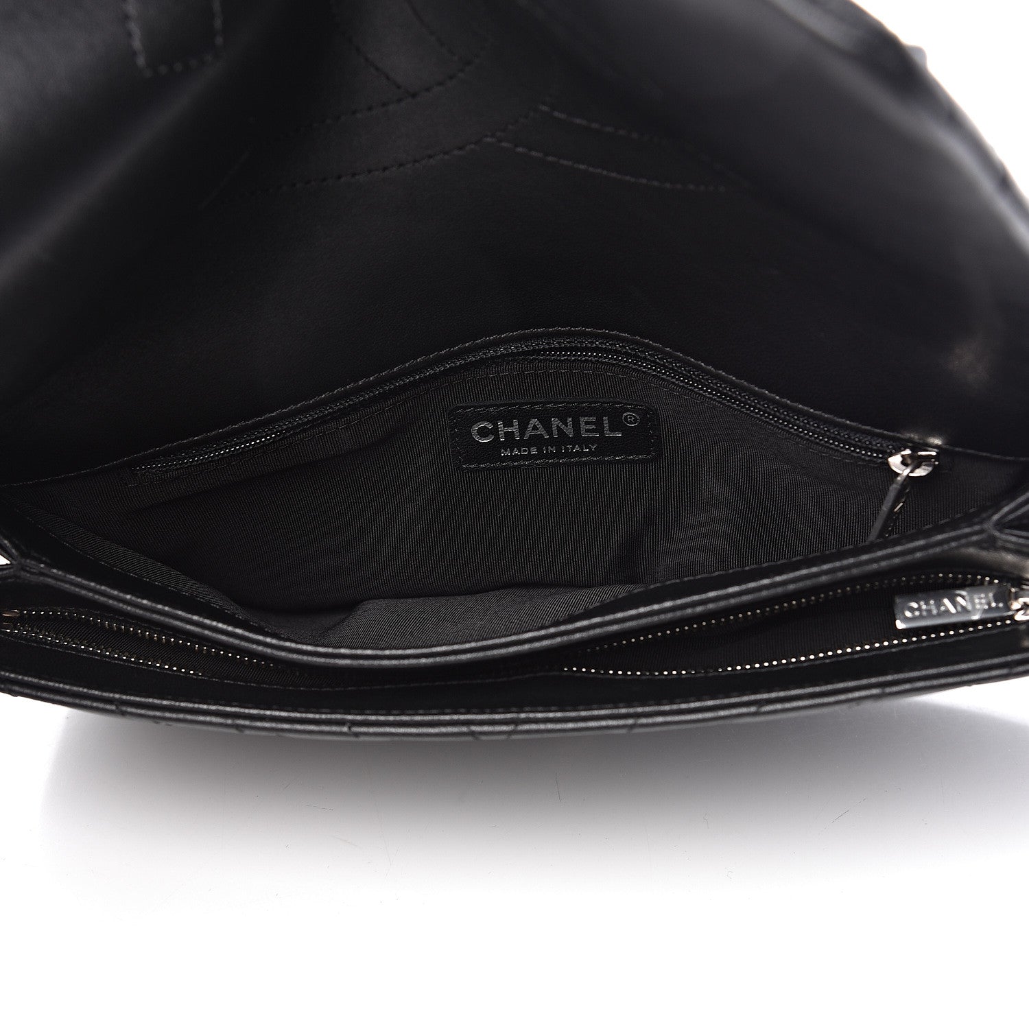 Chanel Lambskin Chevron Quilted Studded Stud Wars Flap Clutch Black 5 of 12