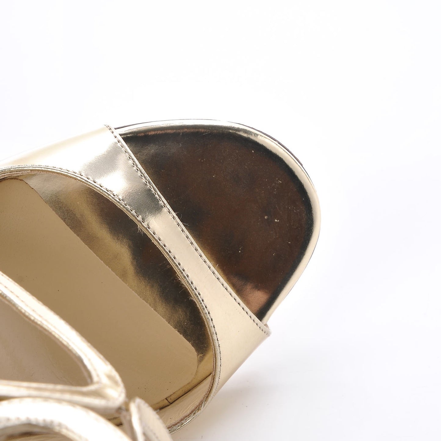 Mirror Calfskin Lang Sandals 38.5 Gold
