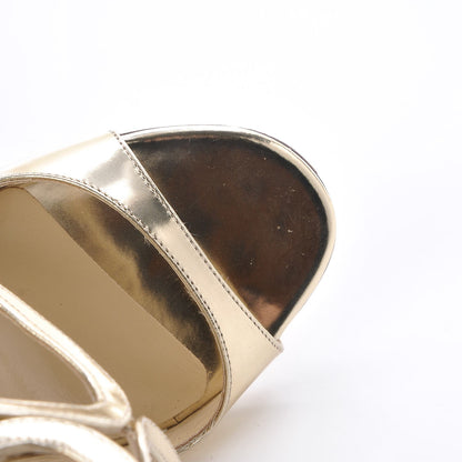 Jimmy Choo Mirror Calfskin Lang Sandals 38.5 Gold 10 of 16