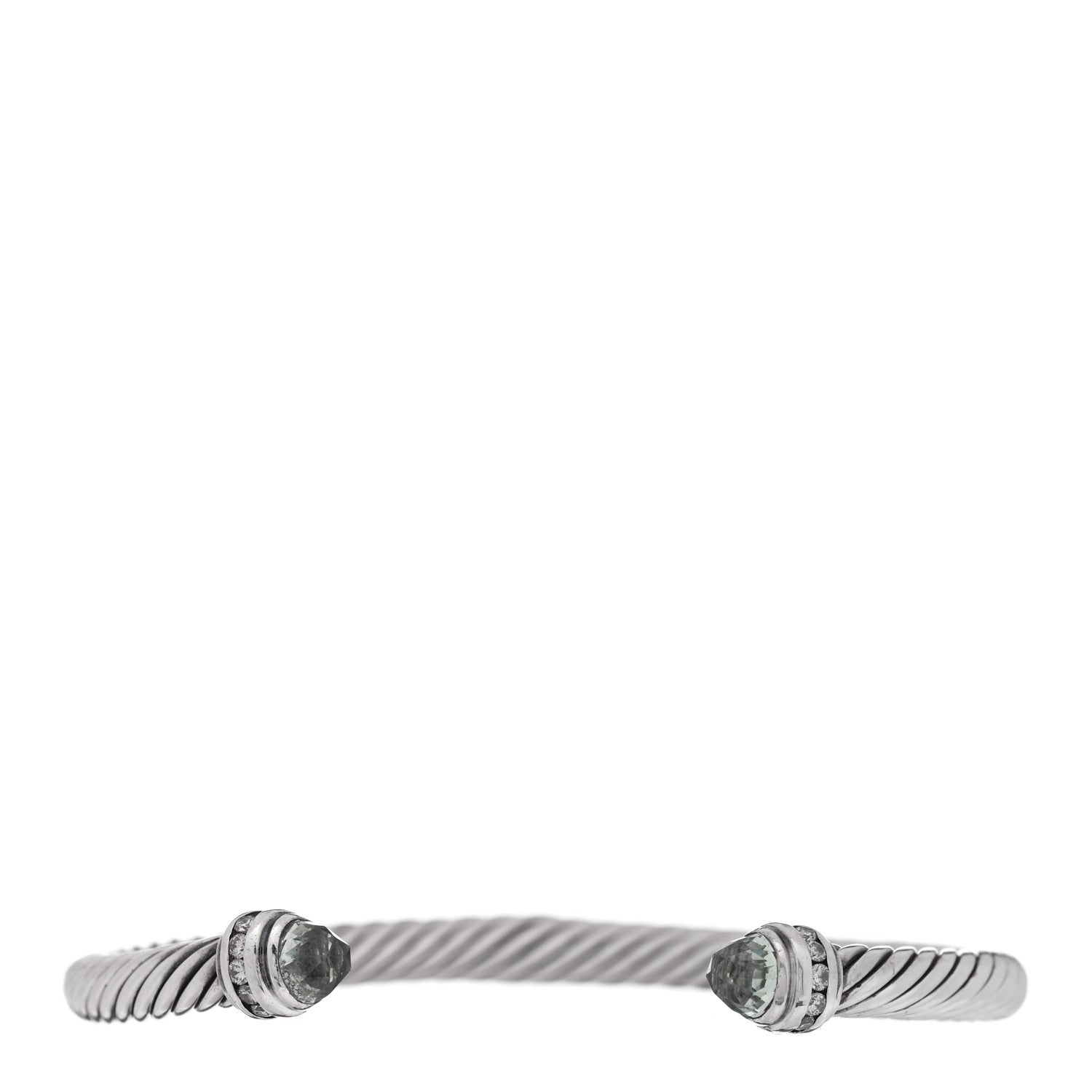 David Yurman Sterling Silver Diamond Prasiolite 5mm Cable Classics Bracelet 1 of 3