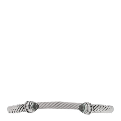 David Yurman Sterling Silver Diamond Prasiolite 5mm Cable Classics Bracelet 1 of 3