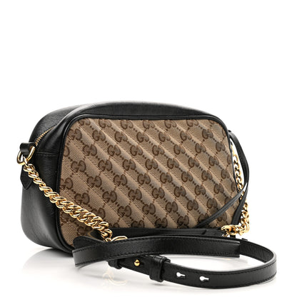 Gucci Monogram Matelasse Diagonal Small GG Marmont Chain Shoulder Bag Beige Black 3 of 11