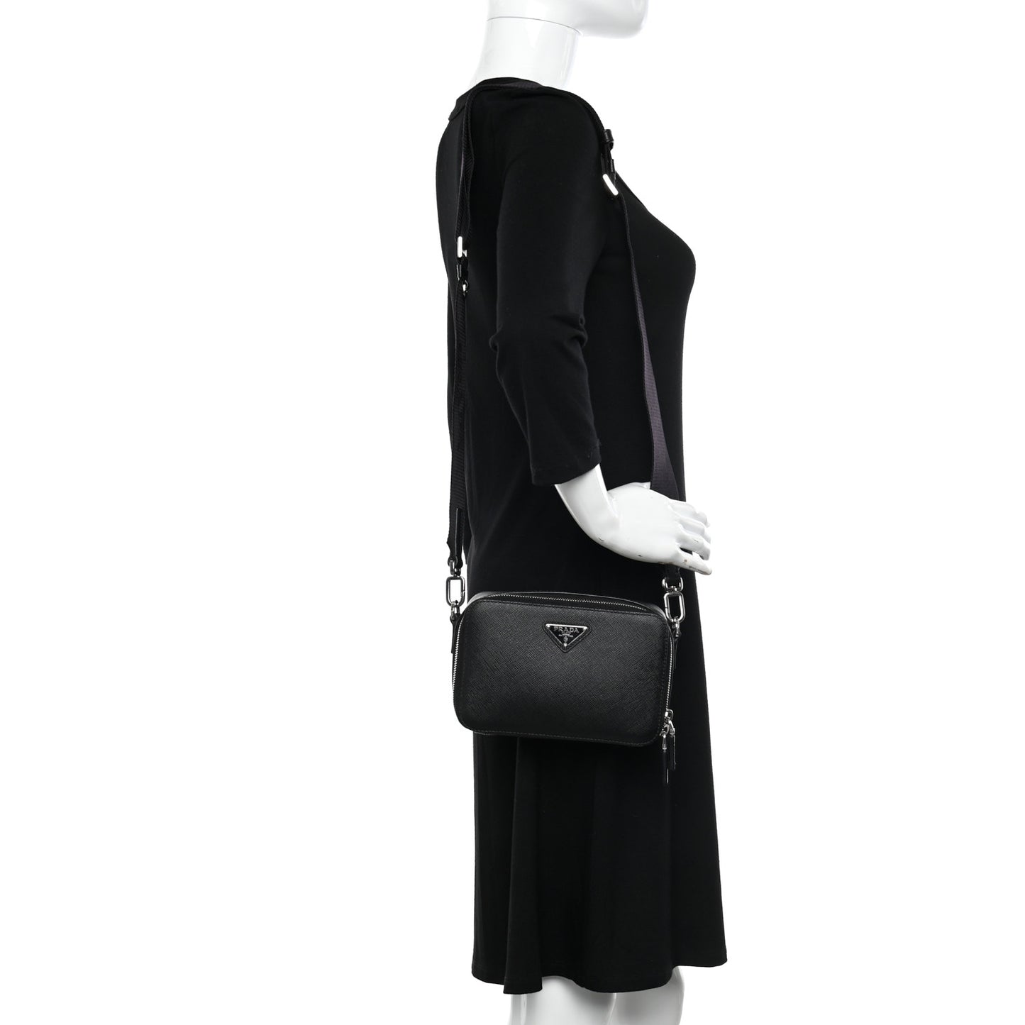 Saffiano Travel Small Brique Crossbody Bag Black