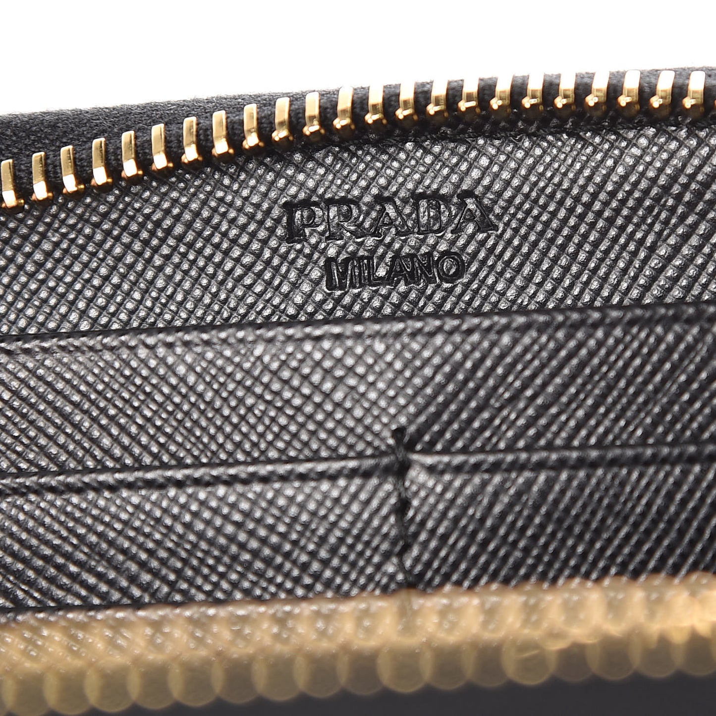 Saffiano Metal Zip Around Wallet Black