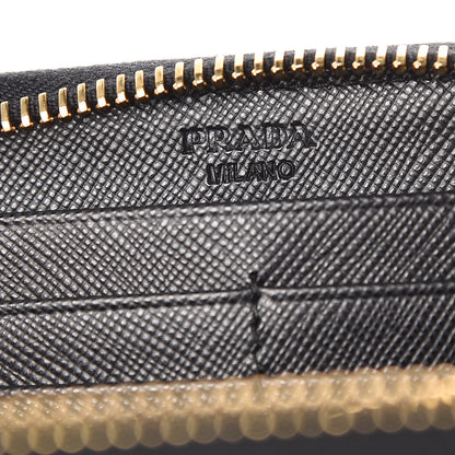 Prada Saffiano Metal Zip Around Wallet Black 6 of 7