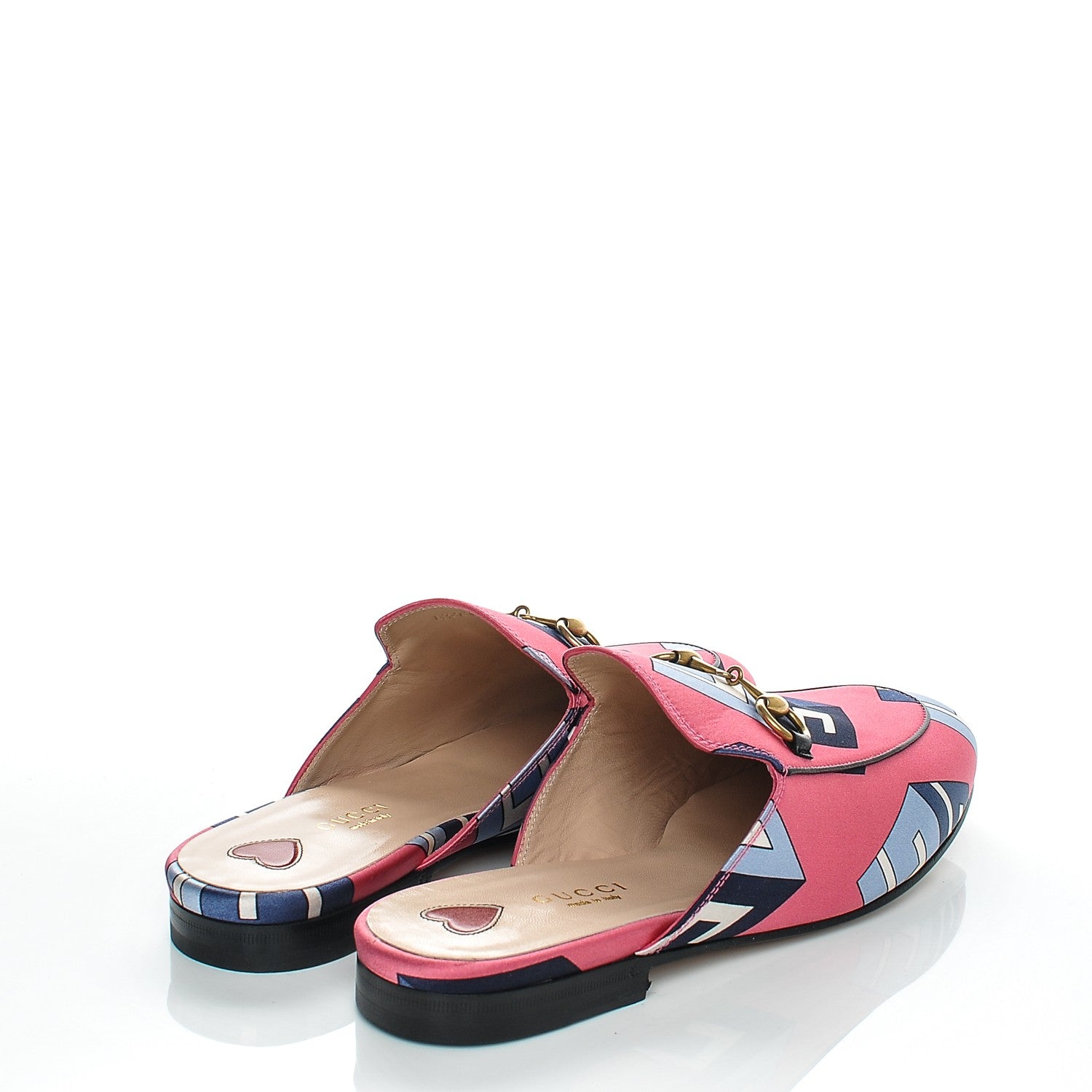 Gucci Satin GG Wallpaper Womens Princetown Slippers 36 Pink Flamboyant Blue Black 4 of 7
