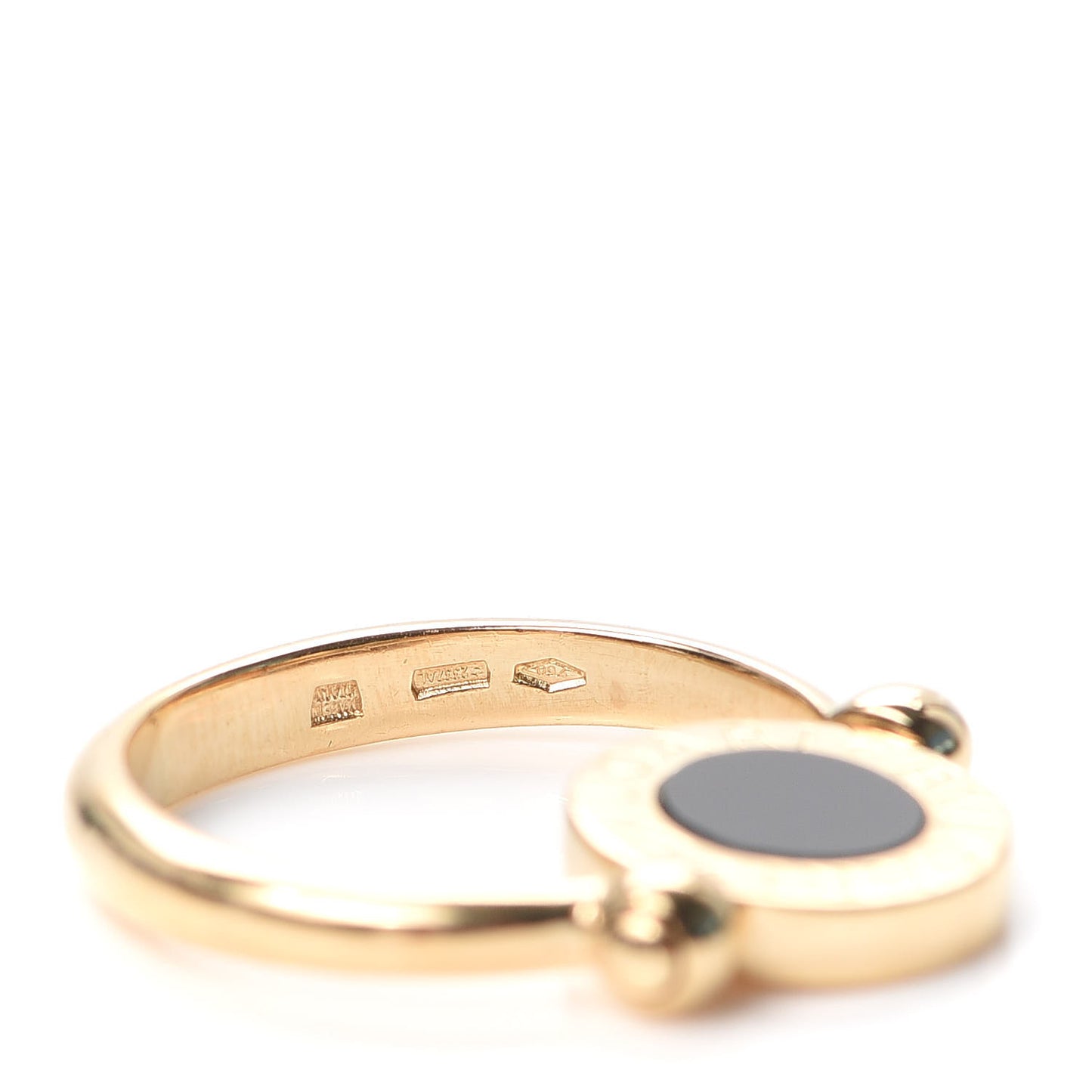 18K Yellow Gold Onyx Coral BVLGARI BVLGARI Ring 50 5.25