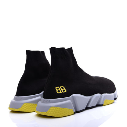 Balenciaga Neoprene Knit BB Mens Speed Sneakers 45 Black Grey Yellow 3 of 11