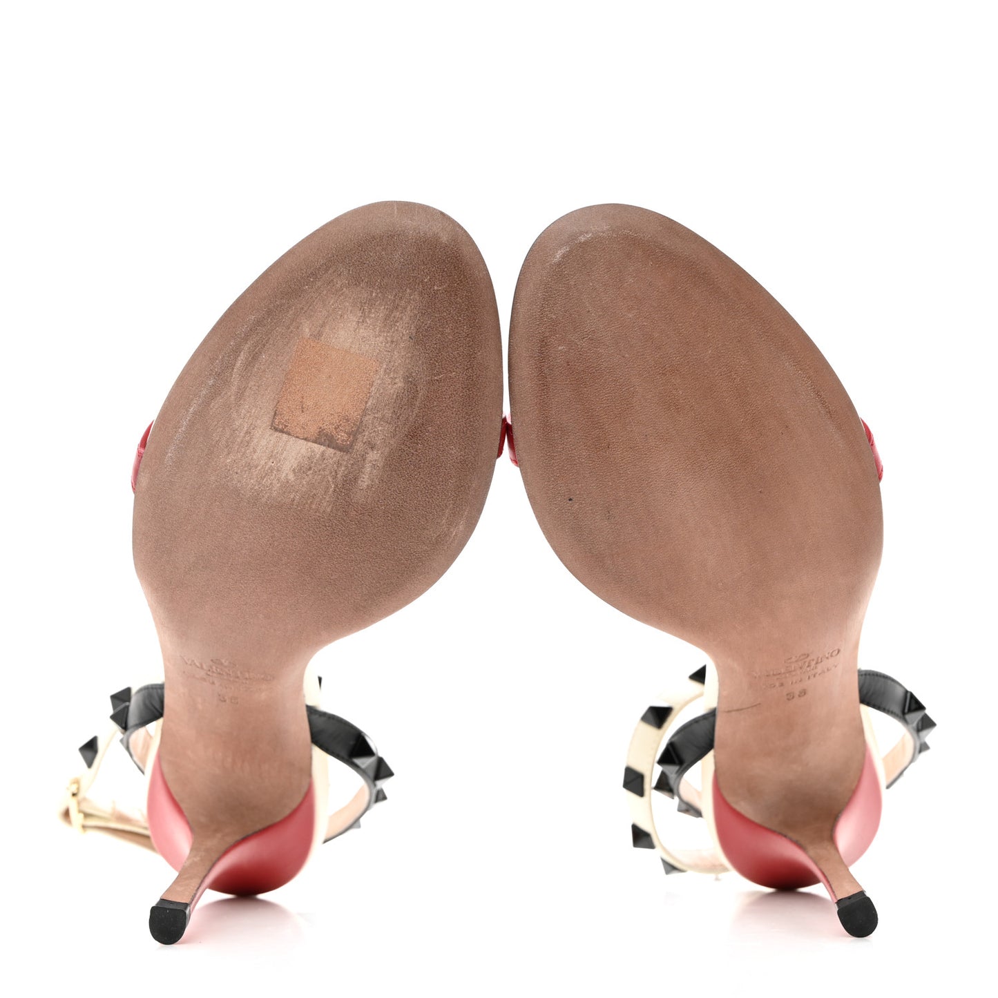 Nappa Rockstud Ankle Strap 100mm Sandals 38 Rosso Valentino White Black