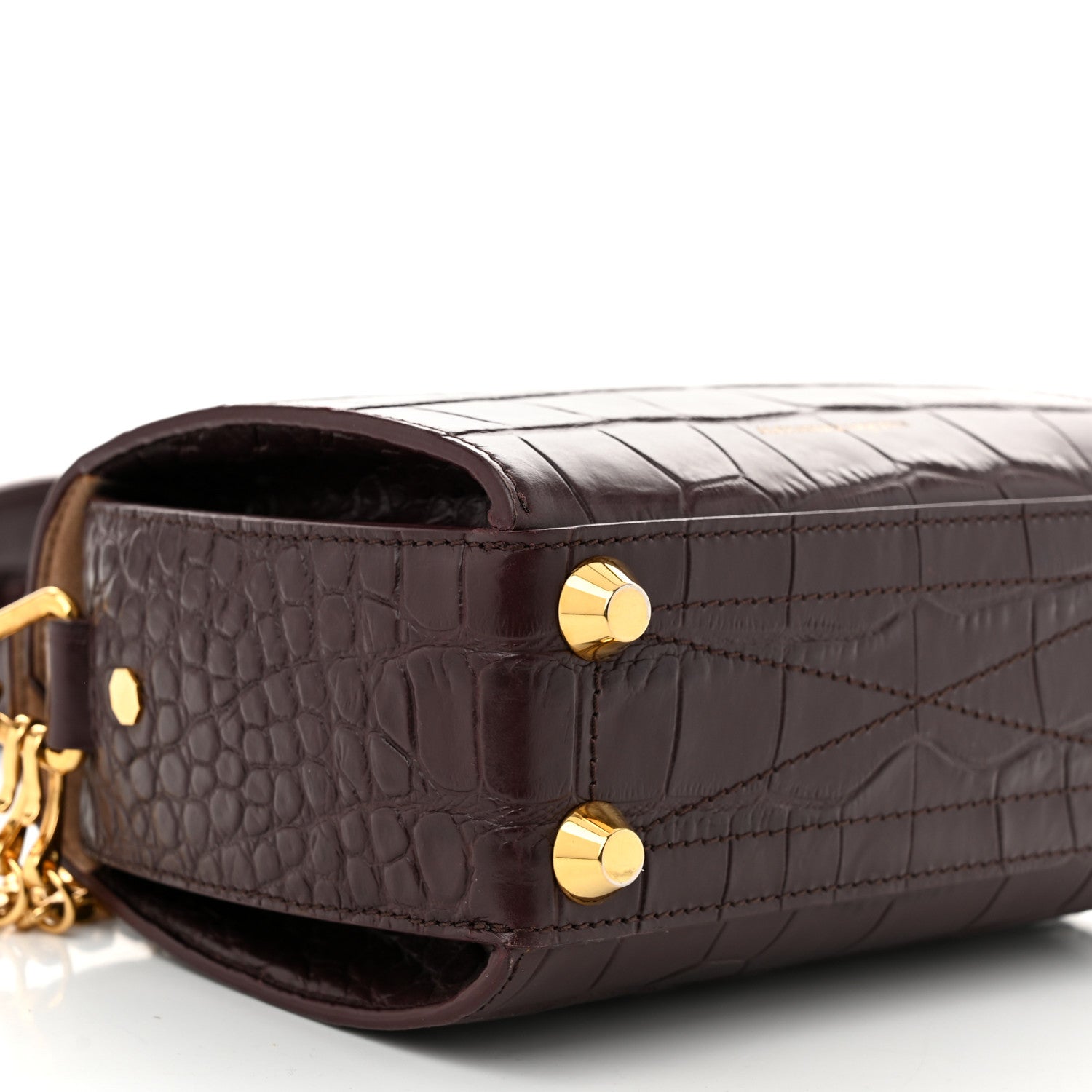 Alexander McQueen Calfskin Crocodile Embossed Box Shoulder Bag 19 Velvet Red 8 of 11