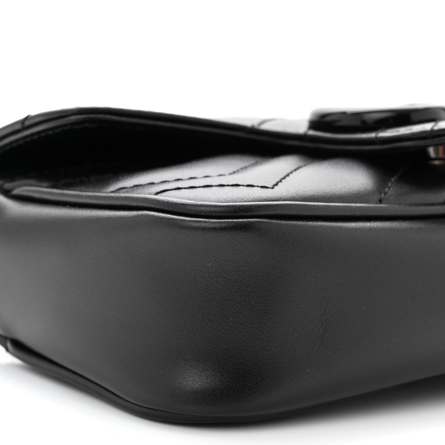 Gucci Calfskin Matelasse Super Mini GG Marmont Shoulder Bag Black 9 of 11
