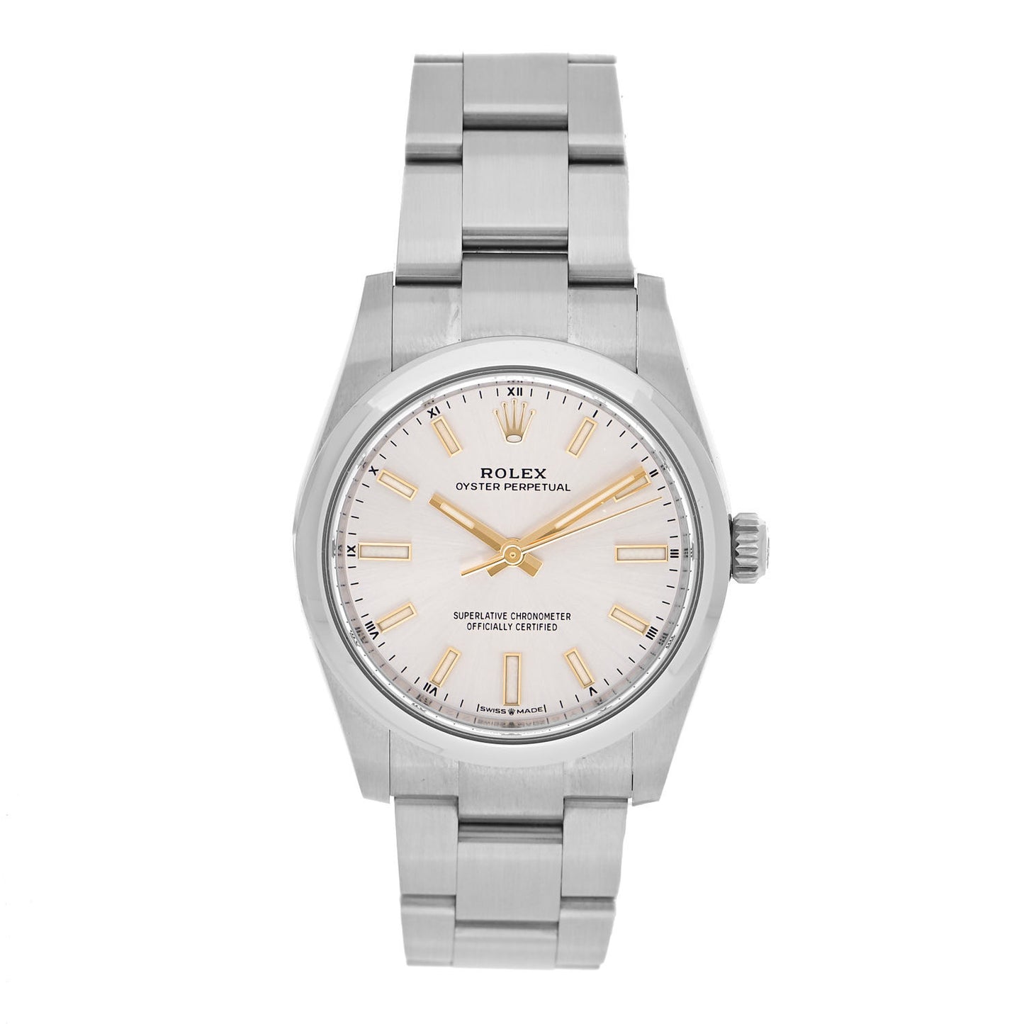 Stainless Steel 34mm Oyster Perpetual Watch Silver 124200