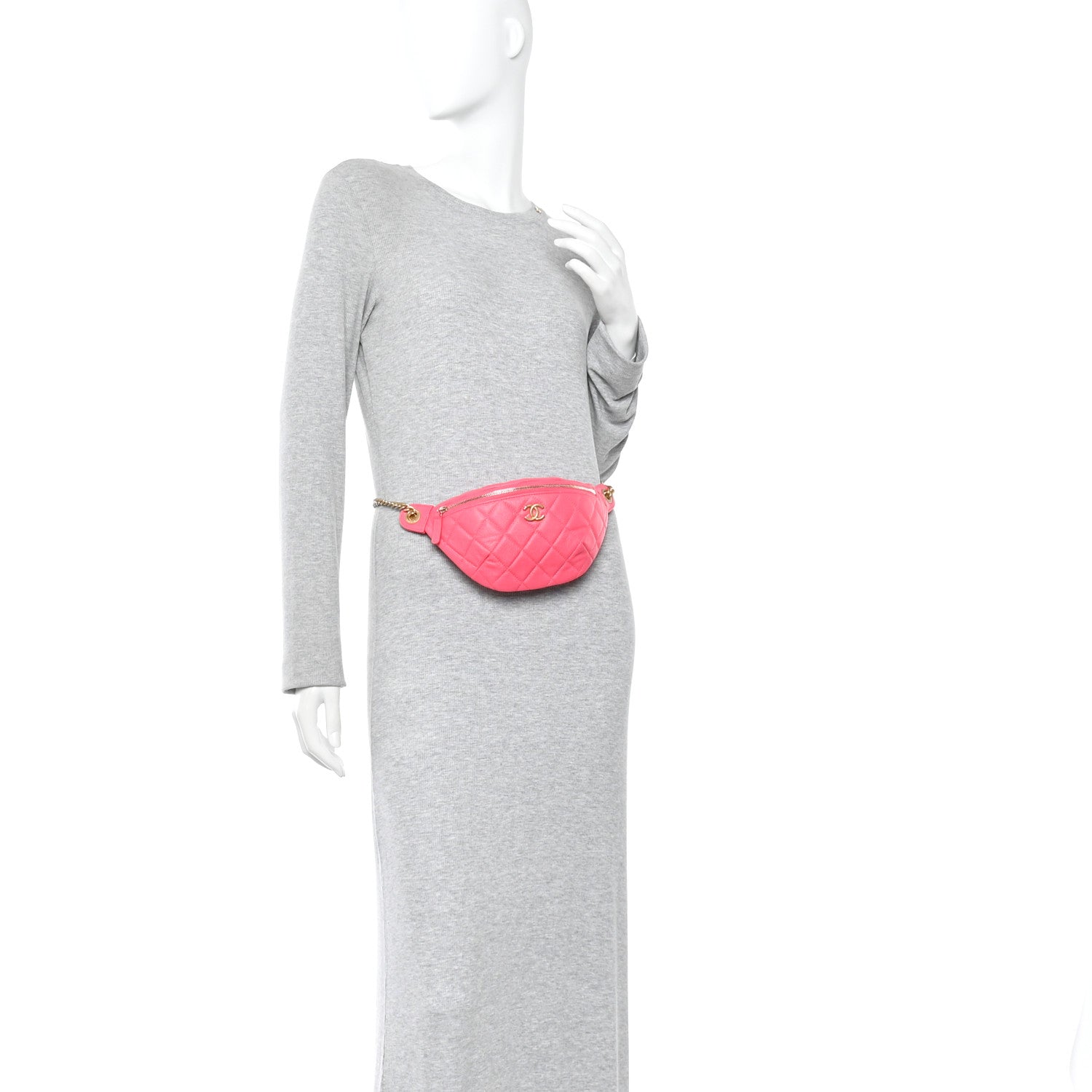 Chanel Caviar Quilted Sweetheart Belt Bag Fuchsia 2 of 10
