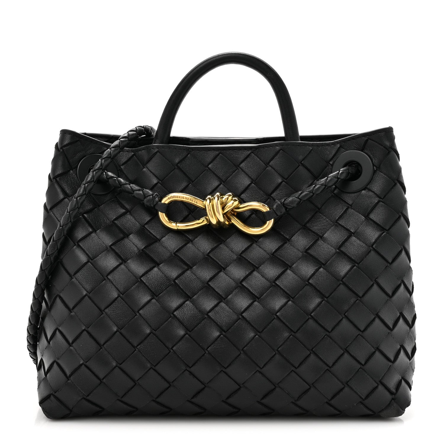 Bottega Veneta Nappa Intrecciato Small Andiamo Shoulder Bag Black 1 of 15