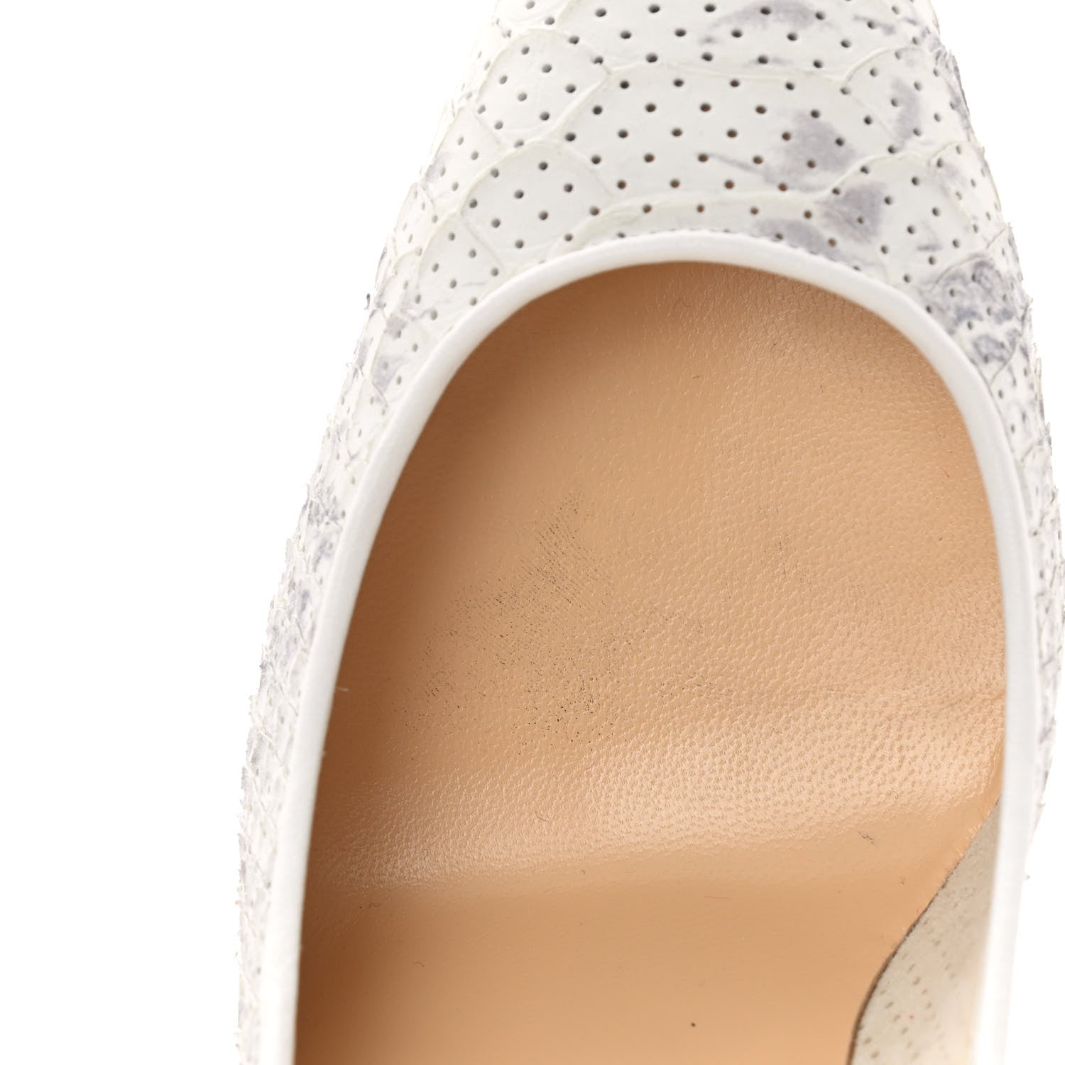 Christian Louboutin Perforated Python Kate 100 Pumps 39.5 Roccia White 9 of 11