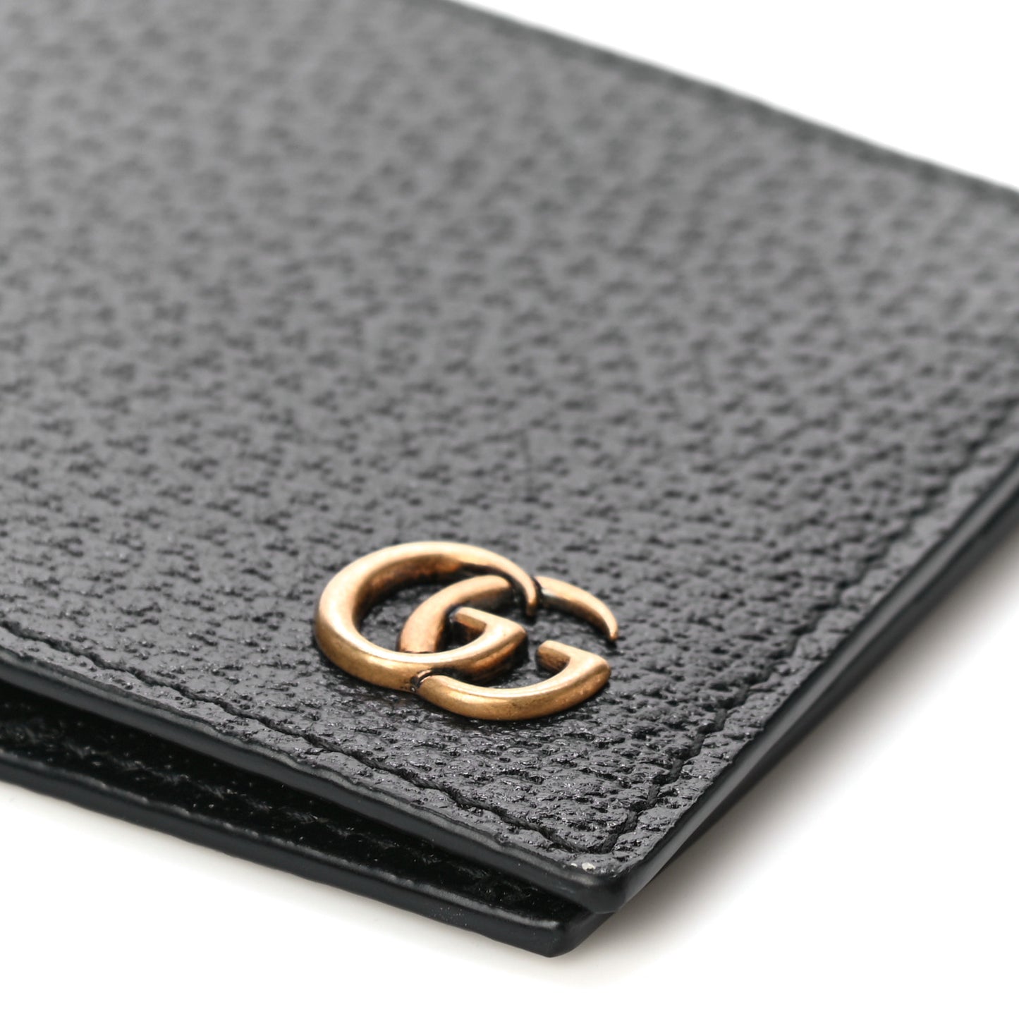 Calfskin Boar Effect GG Marmont Bi-Fold Wallet Black