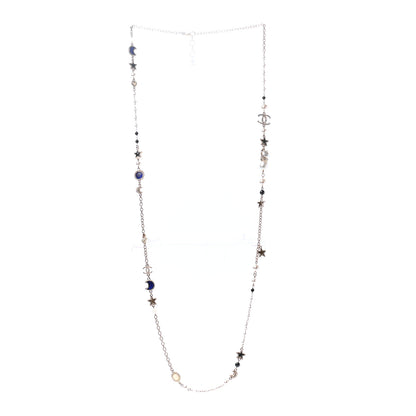 Chanel Pearl Crystal Poured Glass CC Star Moon Necklace Gold Black Multicolor 3 of 6