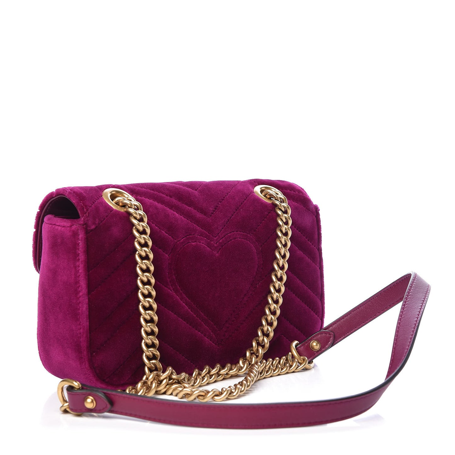 Velvet Matelasse Mini GG Marmont Shoulder Bag Fuchsia Violet Cyclamen
