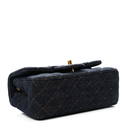Chanel Denim Quilted Mini Rectangular Flap Dark Blue 4 of 11
