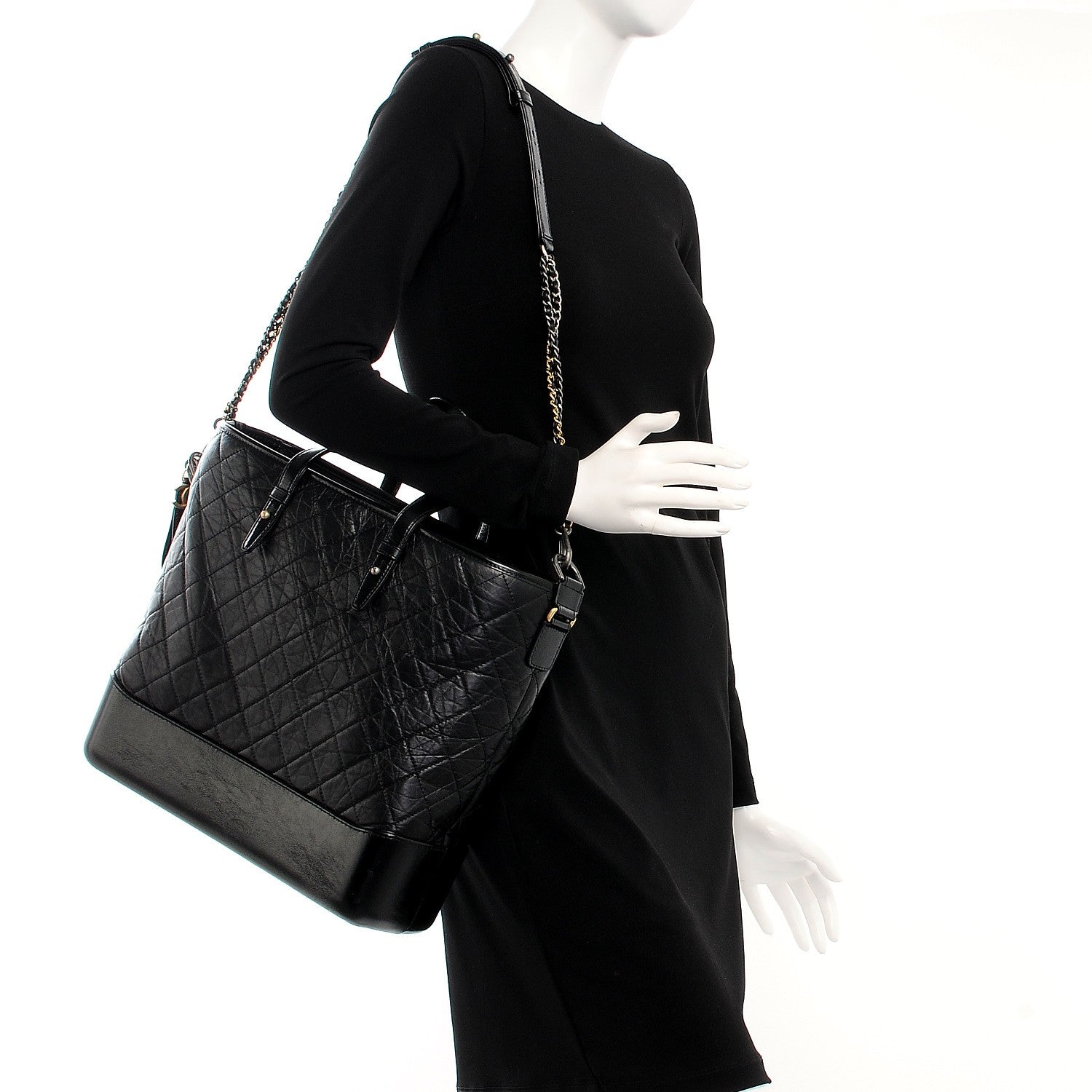 Chanel Calfskin Quilted Large Gabrielle Shopping Tote Black 2 of 10