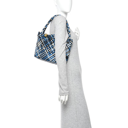Bottega Veneta Calfskin Intreccio Tricolor Tosca Shoulder Bag Black Agate Grey Deep Pacific 2 of 9