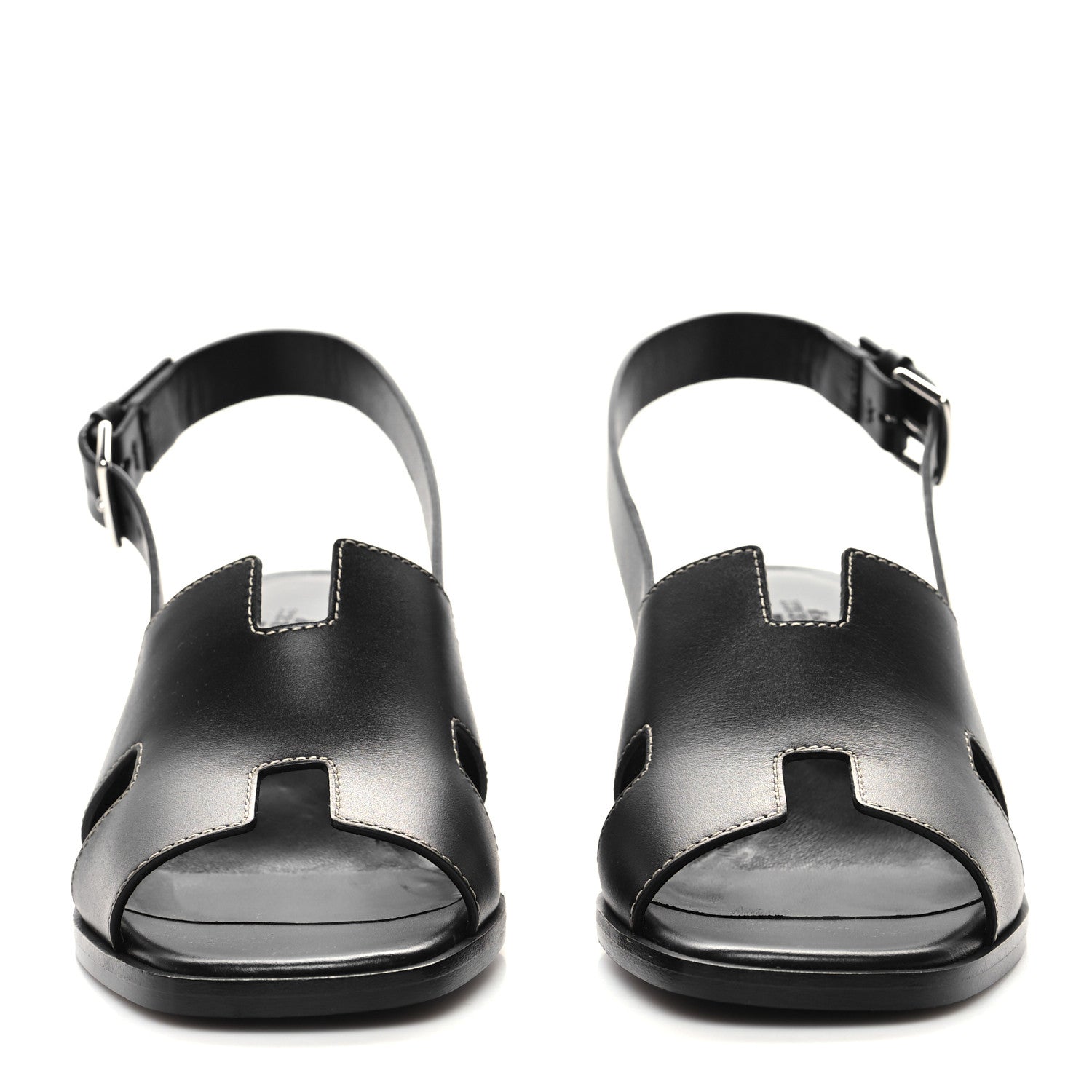 Hermes Calfskin Elbe 60 Sandals 37.5 Black 2 of 8