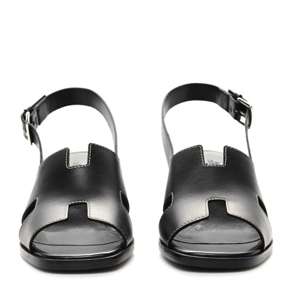 Hermes Calfskin Elbe 60 Sandals 37.5 Black 2 of 8